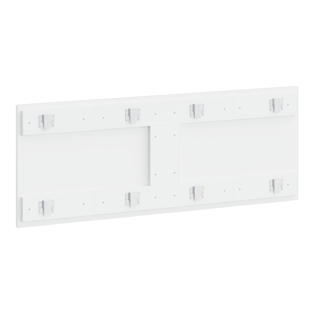 The wall-mounted headboard seen from the back displaying the metal attachment hardware