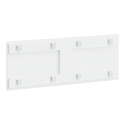 The wall-mounted headboard seen from the back displaying the metal attachment hardware