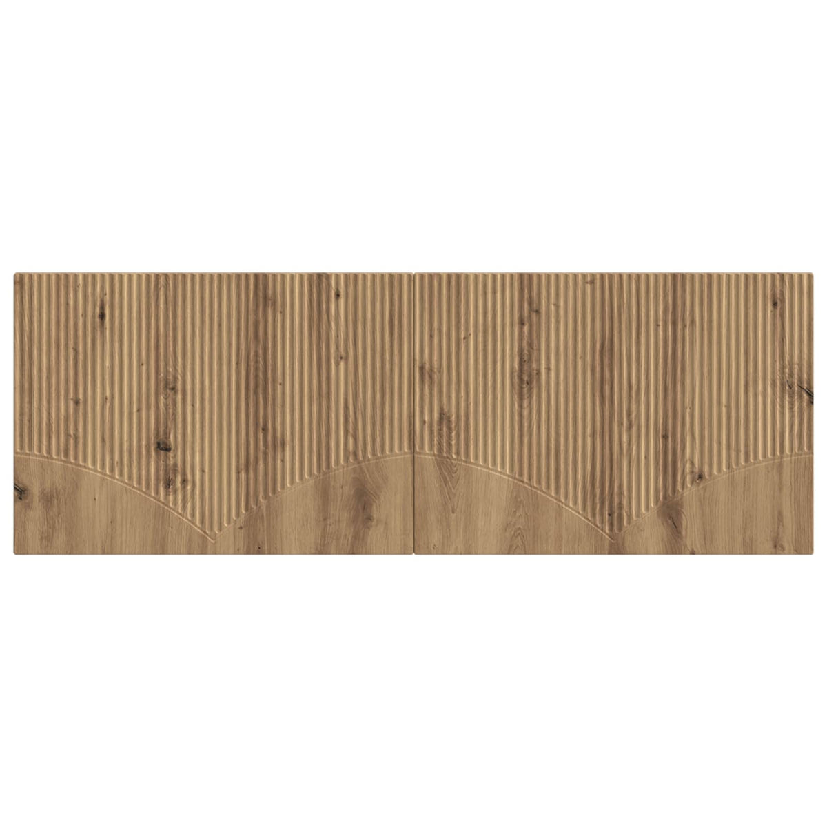 The wall-mounted headboard showing its full width and pattern