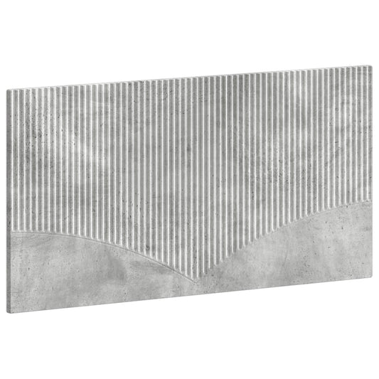 Concrete grey engineered wood headboard with vertical ribbed texture