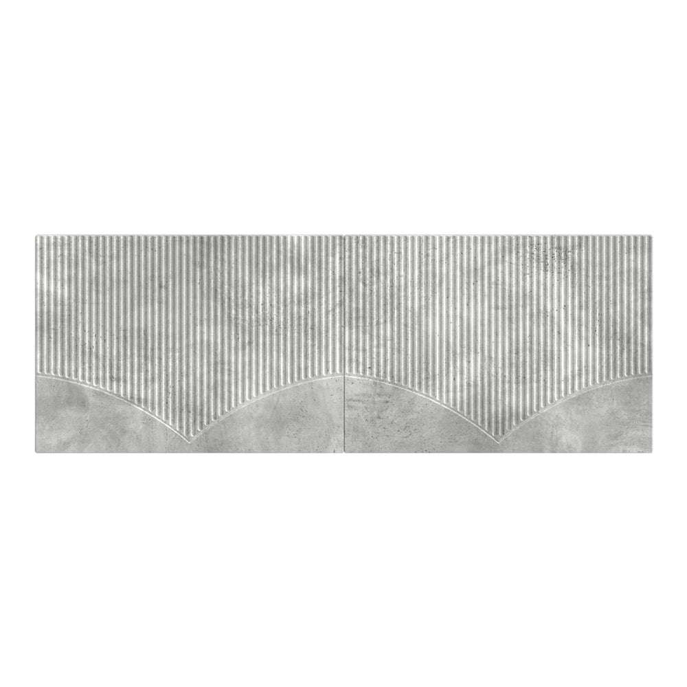 Wall-mounted headboard with ribbed concrete grey finish