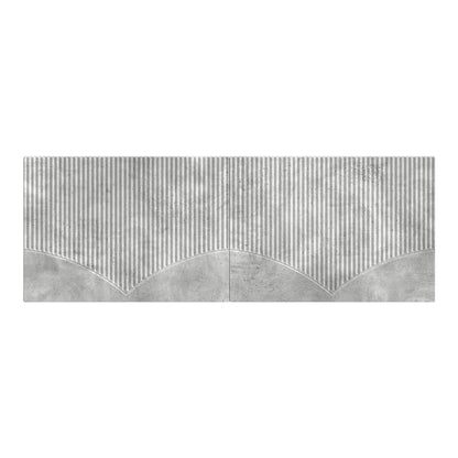 Wall-mounted headboard with ribbed concrete grey finish