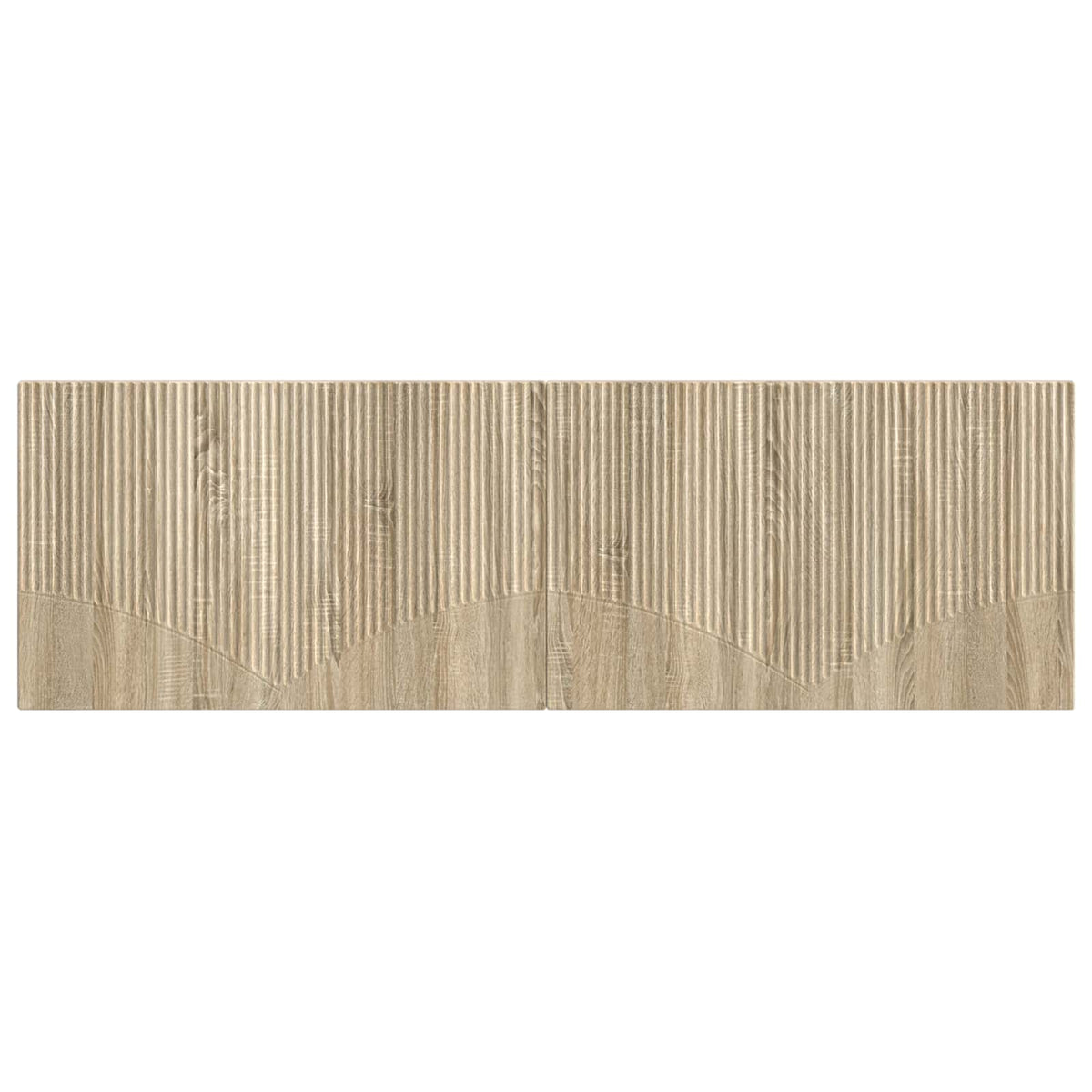 The headboard featuring a textured ribbed design and a curved bottom edge, front view