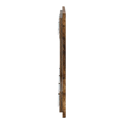 Side view of the wall-mounted headboard showing its thickness and mounting brackets