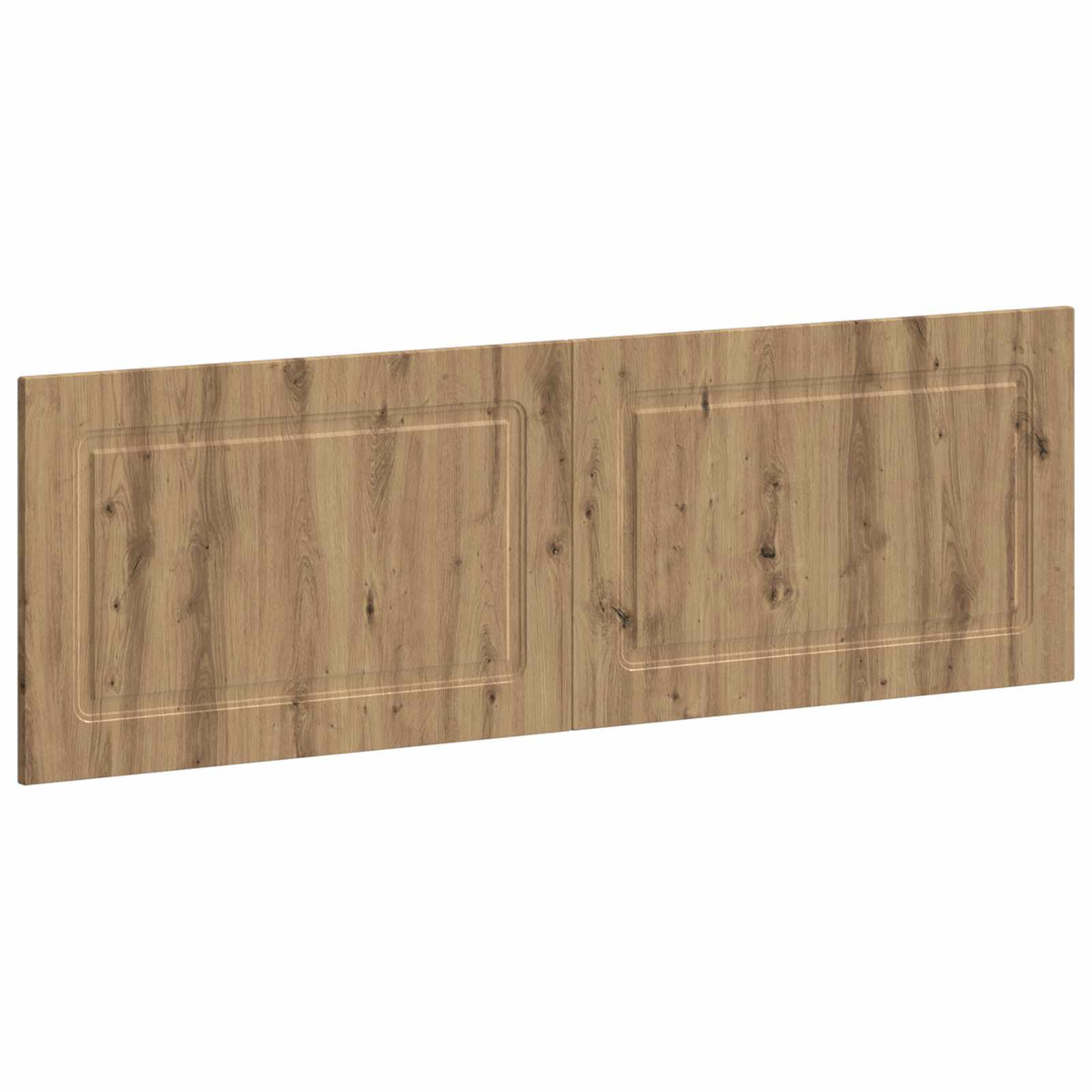 The wall-mounted headboard in artisan oak finish shown from a slightly angled perspective