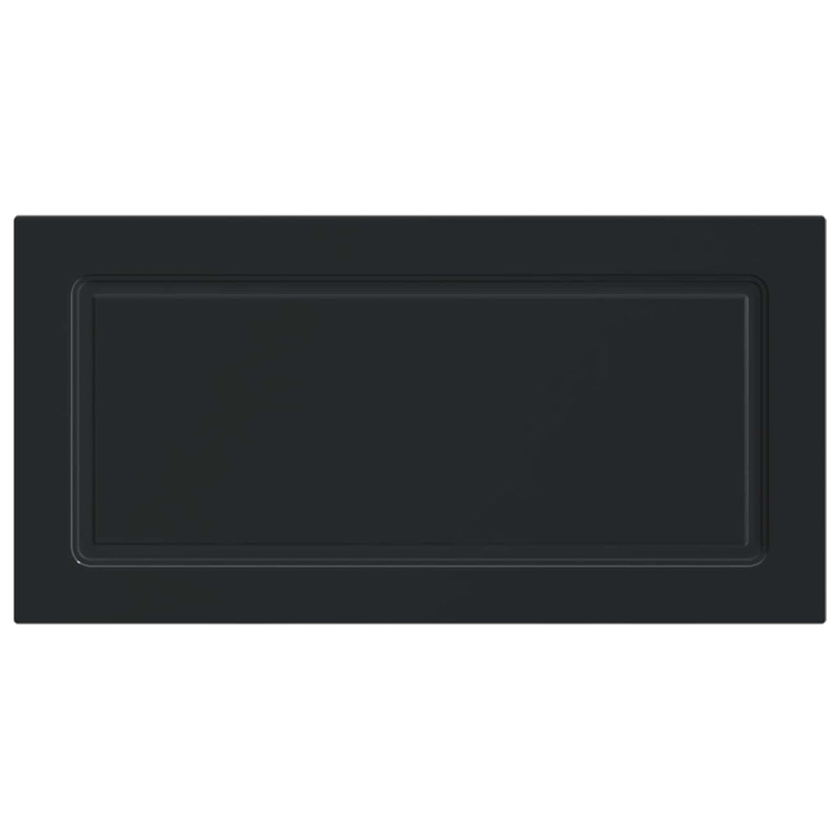 The plain black engineered wood headboard shown from the front