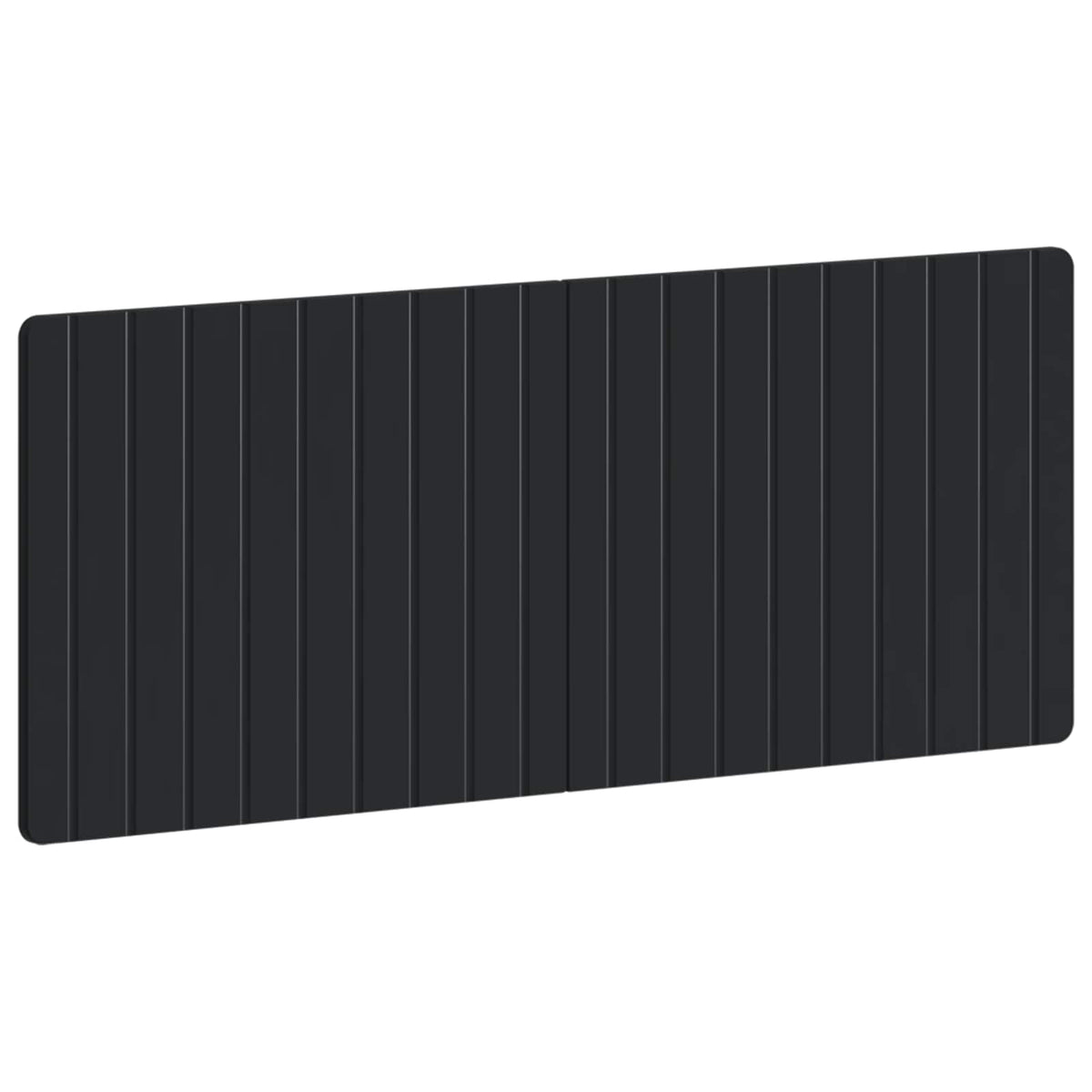 A close-up of the ribbed texture of the black engineered wood headboard