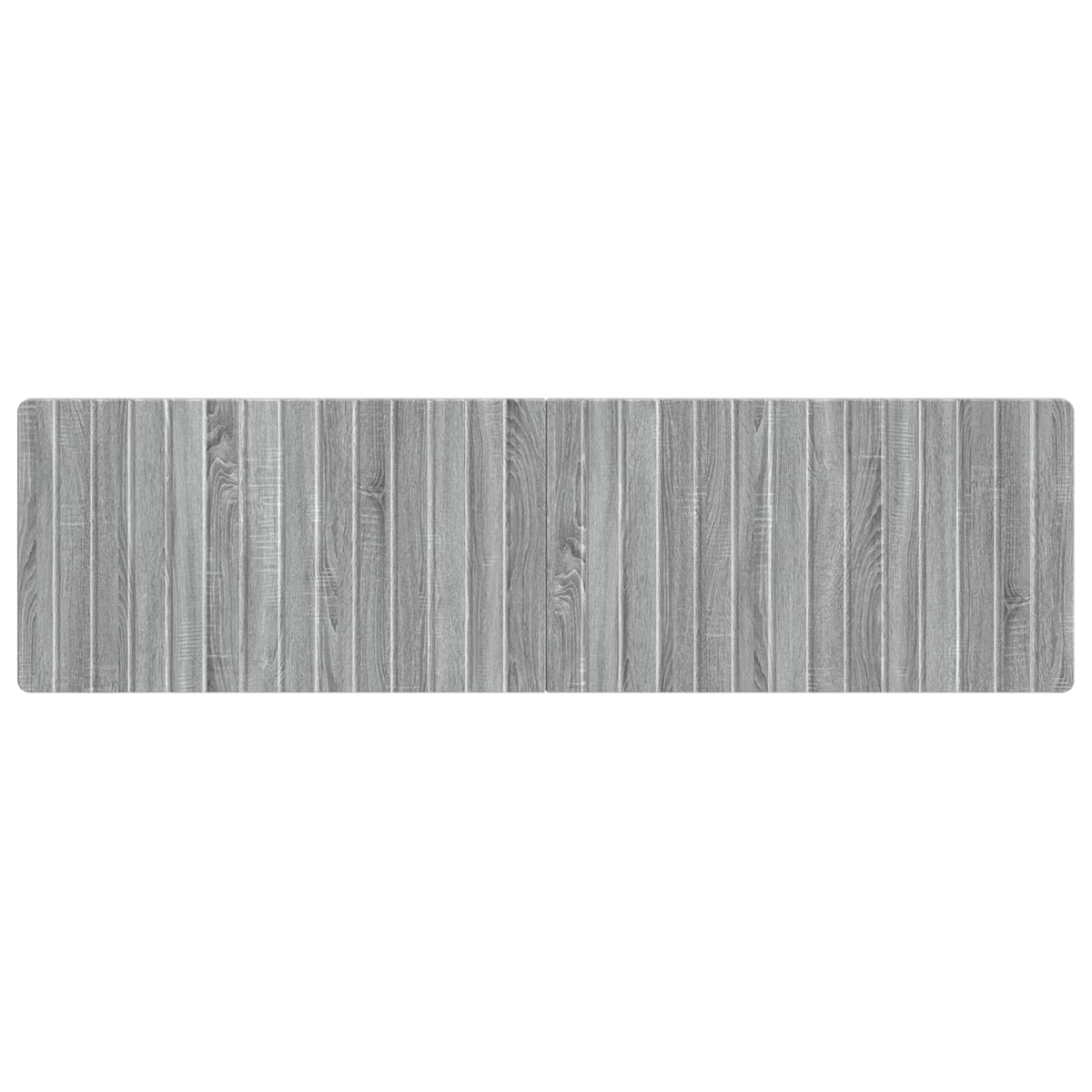 A grey Sonoma engineered wood headboard with a vertical plank design