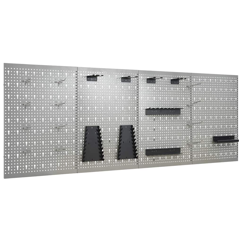 145352 vidaXL Wall-mounted Peg Boards 4 pcs 40x58 cm Steel 1
