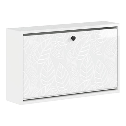 The wall-mounted shoe cabinet with a closed door featuring a raised leaf pattern