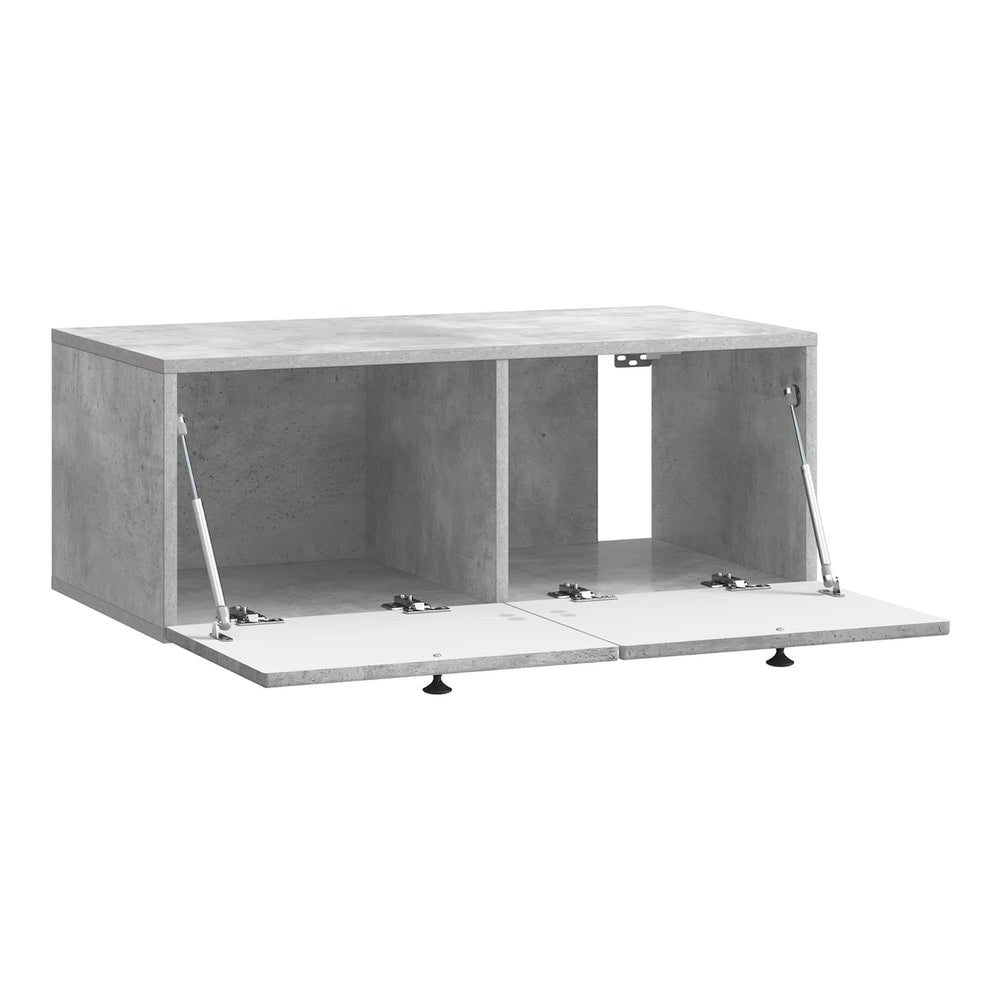 open wall mounted cabinet showing two storage compartments