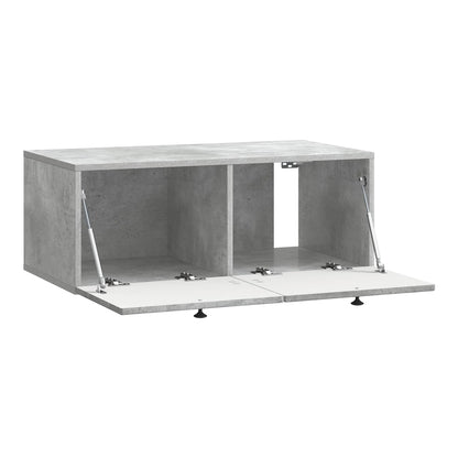 open wall mounted cabinet showing two storage compartments