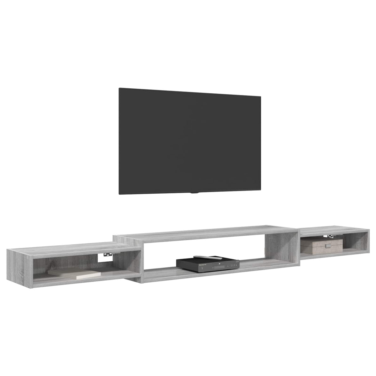 the grey Sonoma wall-mounted TV cabinet with a television and media box