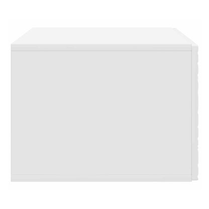 Side view of the white wall-mounted TV cabinet