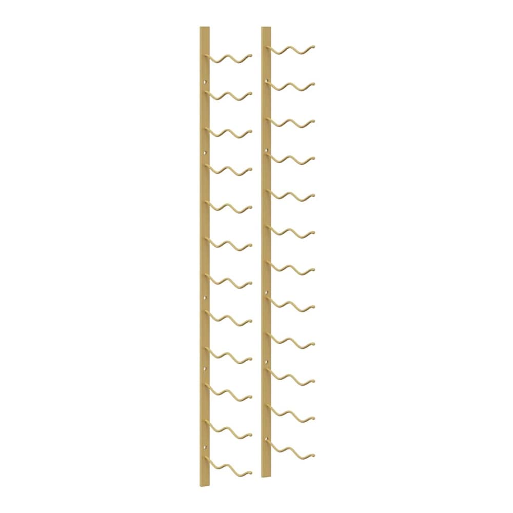 Two gold iron wall mounted wine racks, empty and ready for bottles