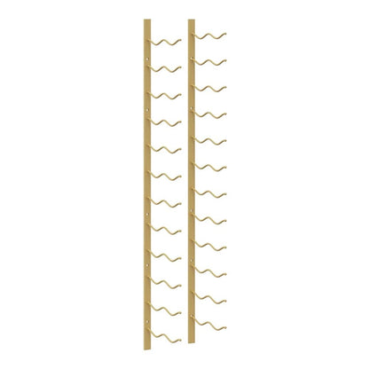 Two gold iron wall mounted wine racks, empty and ready for bottles