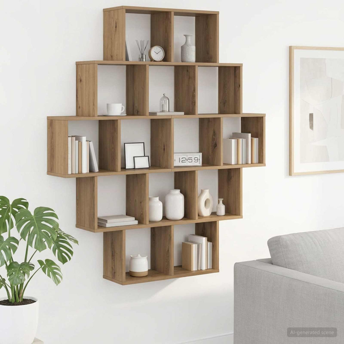 Wall Shelf 120 x 20 x 136 cm Engineered Wood Artisan oak