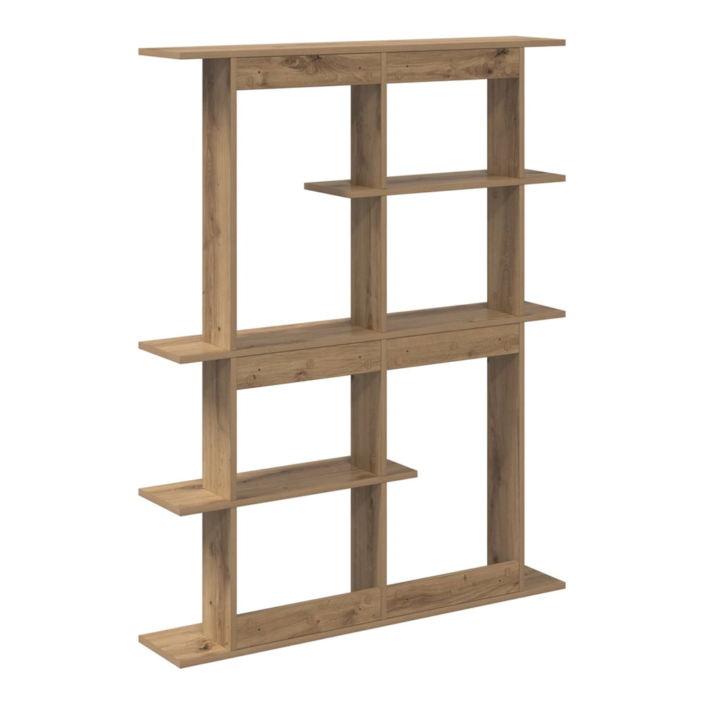The artisan oak wall shelf unit from a slightly angled front perspective