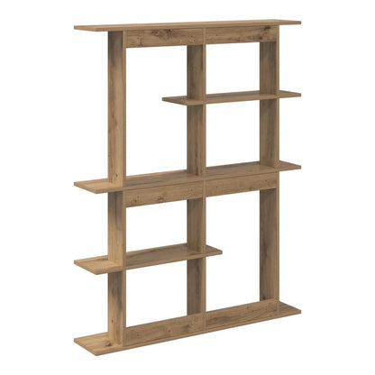 The artisan oak wall shelf unit from a slightly angled front perspective