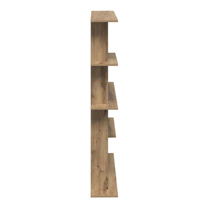Side profile of the oak effect wall shelf unit showing its depth