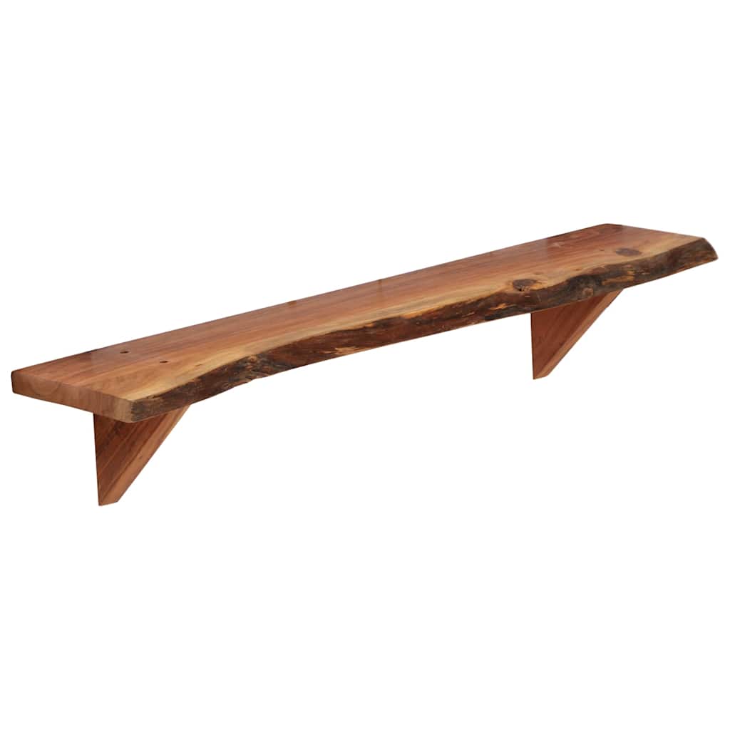 The solid acacia wood wall shelf with its natural imperfections and sturdy bracket