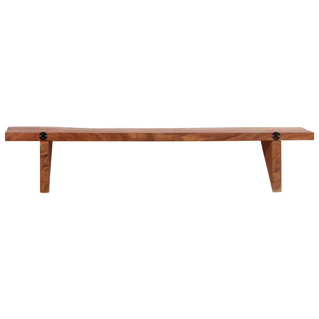 The underside of a wall shelf, showing the fixing points and wooden brackets