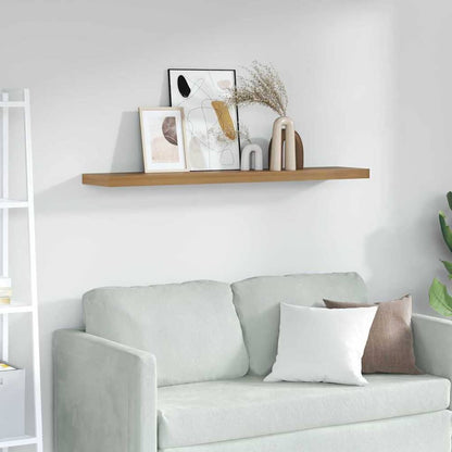 vidaXL Wall Shelf Wall-Mounted Brown displayed in a living room above a sofa