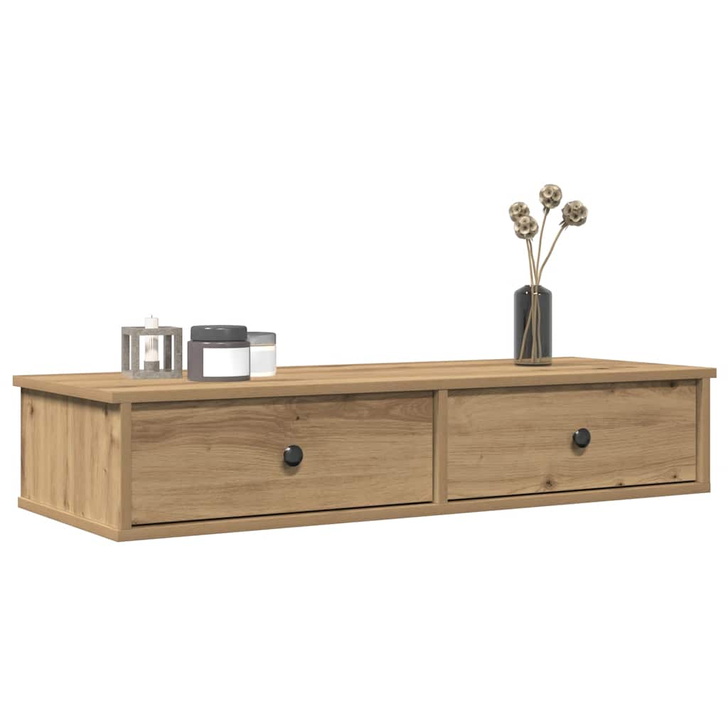 Wall Shelf with Drawers 100x37.5x19 cm Width 100 cm Artisan oak