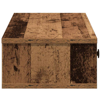 Side view of the rustic wooden wall shelf showing its construction