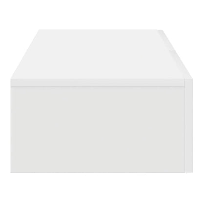Side view of the white wall shelf with two drawers