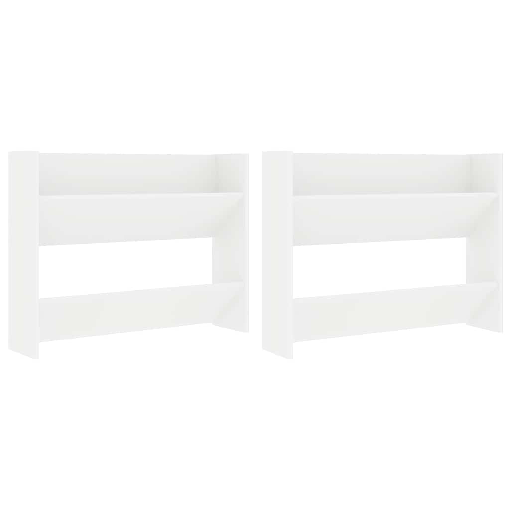 The two white shoe racks shown side by side against a plain white background