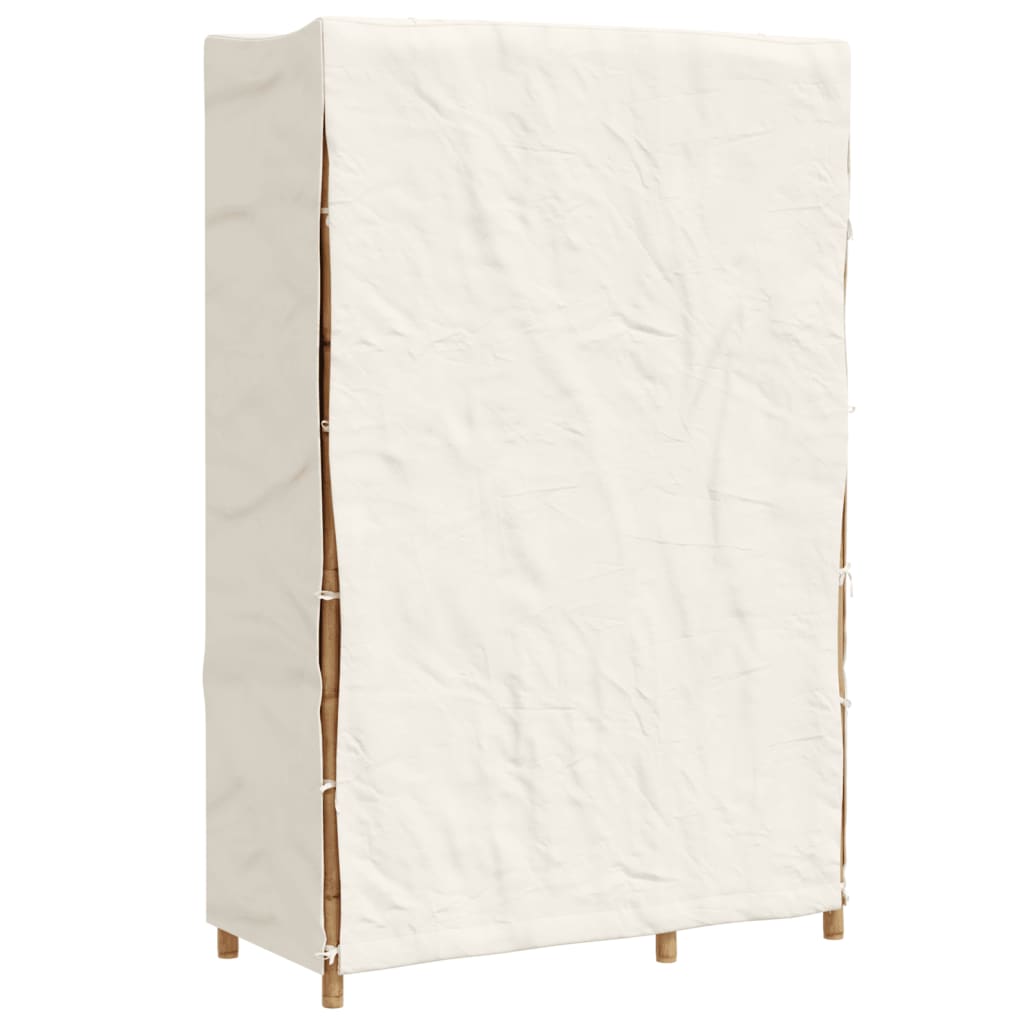 The bamboo wardrobe with its cover closed, showing the front