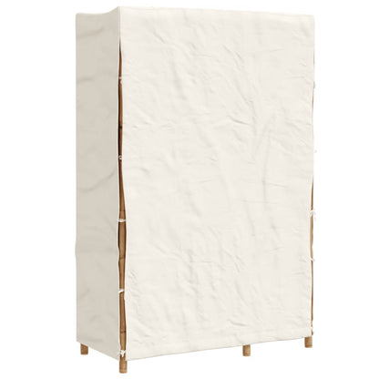 The bamboo wardrobe with its cover closed, showing the front