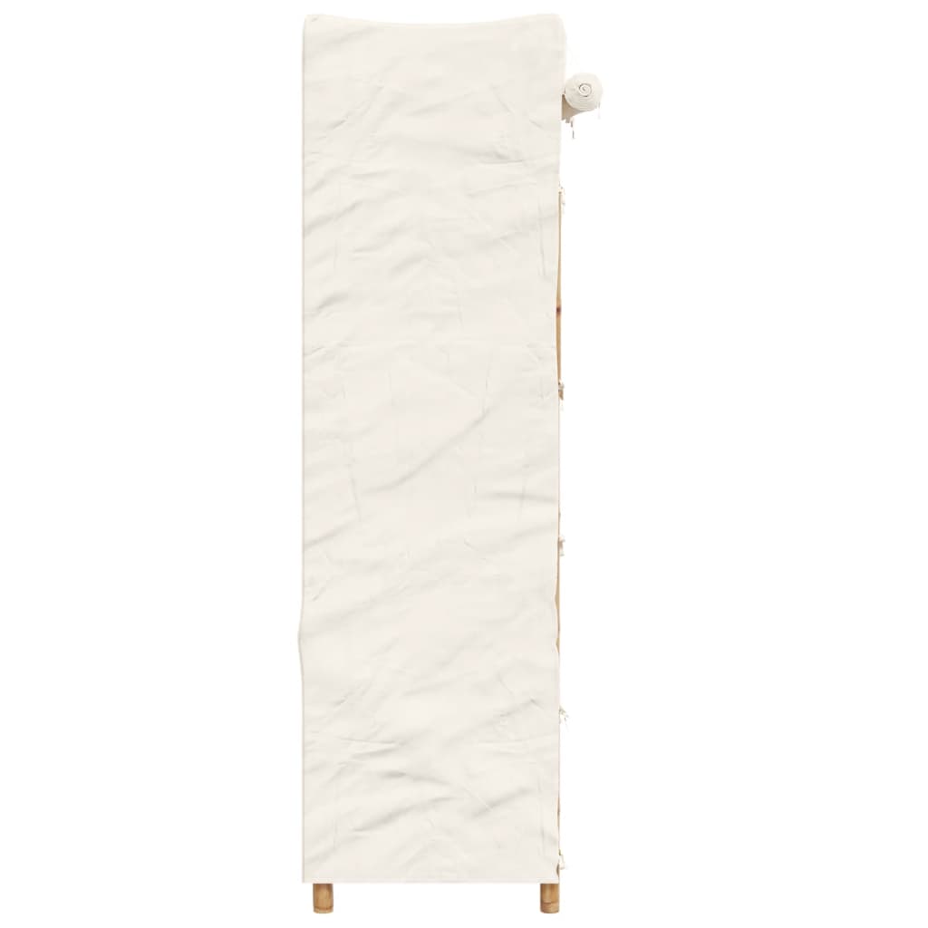 The bamboo wardrobe with its cover closed, showing the side