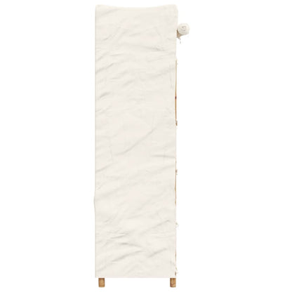 The bamboo wardrobe with its cover closed, showing the side