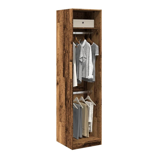 vidaXL Wardrobe Old Wood Engineered Wood with hanging rail and shelves