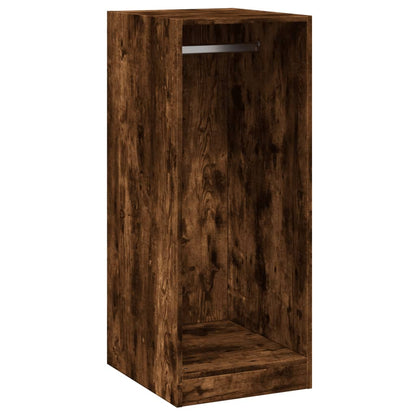 The open wardrobe frame showing the wood grain texture on the inside