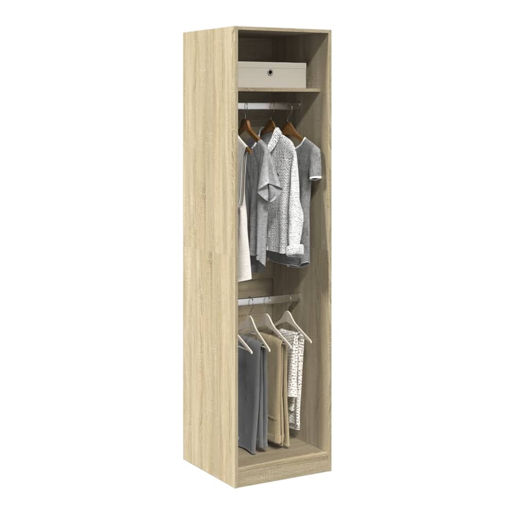 vidaXL Wardrobe Sonoma Oak Engineered Wood with hanging rail and shelves