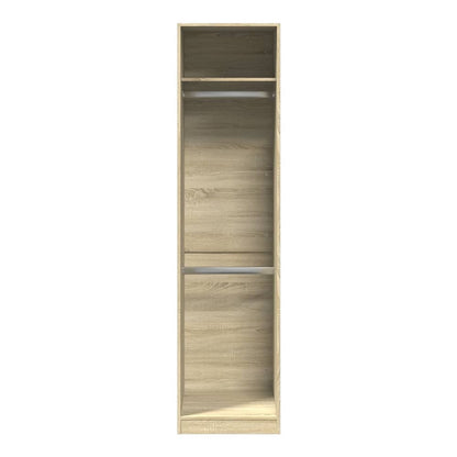 The tall narrow wardrobe with a hanging rail and shelf