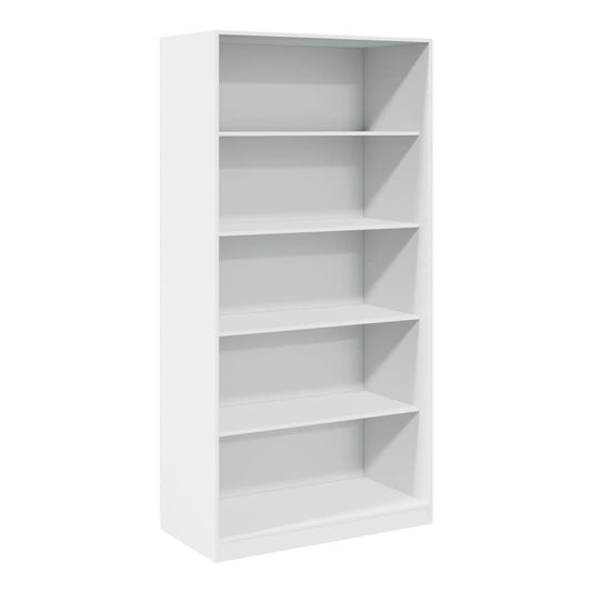 The white engineered wood wardrobe shown from the front with empty shelves