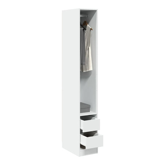vidaXL Wardrobe White Engineered Wood with hanging rail and two drawers