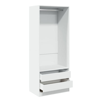 The white wardrobe with drawers open