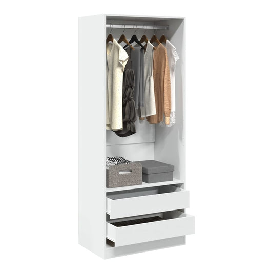 vidaXL Wardrobe White Engineered Wood with hanging rail and two drawers