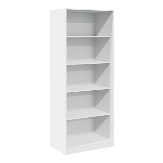 The white engineered wood wardrobe shown from the front with empty shelves