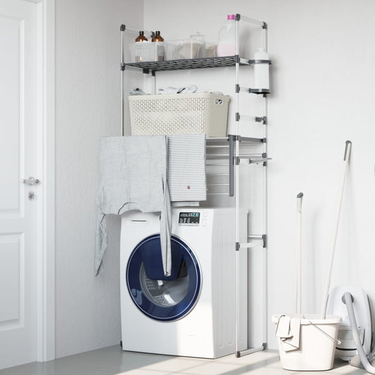 vidaXL Washing Machine Shelf with laundry basket and towels above a washing machine