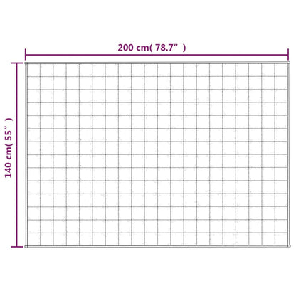 A diagram showing the dimensions of the weighted blanket in cm and inches