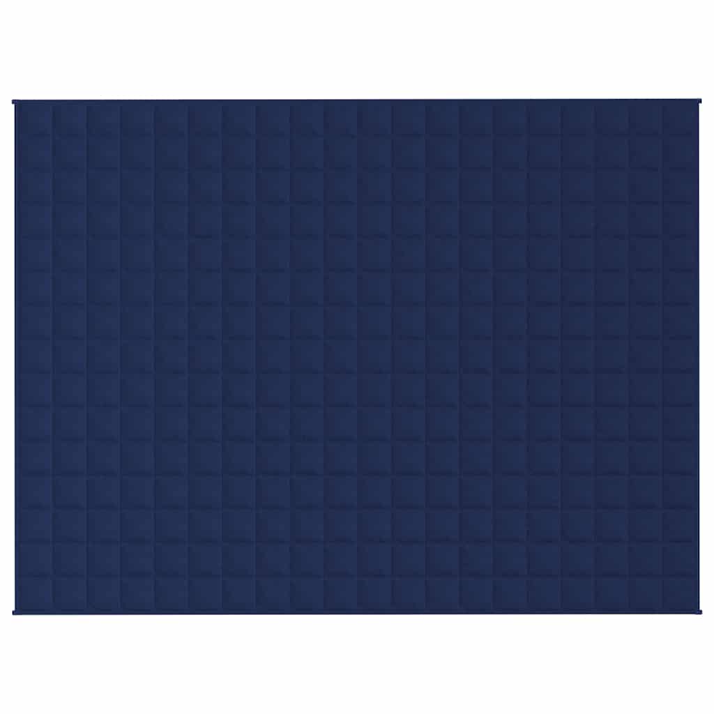 The blue weighted blanket spread out flat