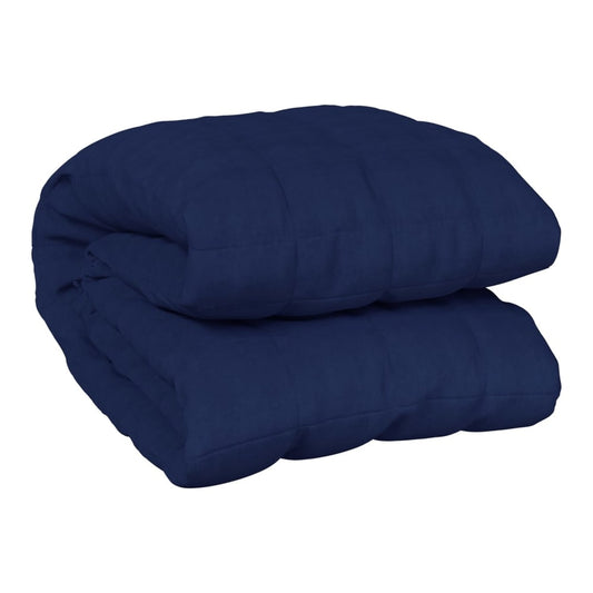 the folded blue weighted blanket