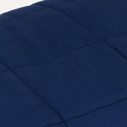 Close up of the quilted pattern on the blue blanket