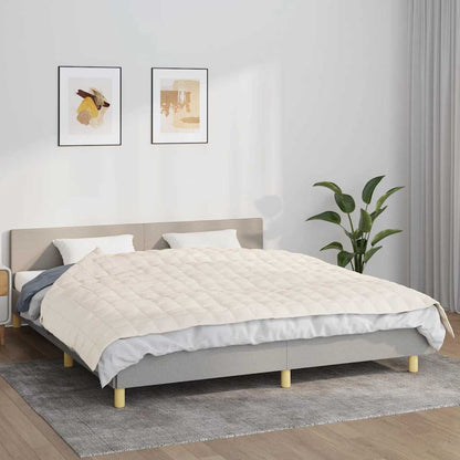 vidaXL Weighted Blanket Light Cream 7 kg spread over a double bed in a bright bedroom